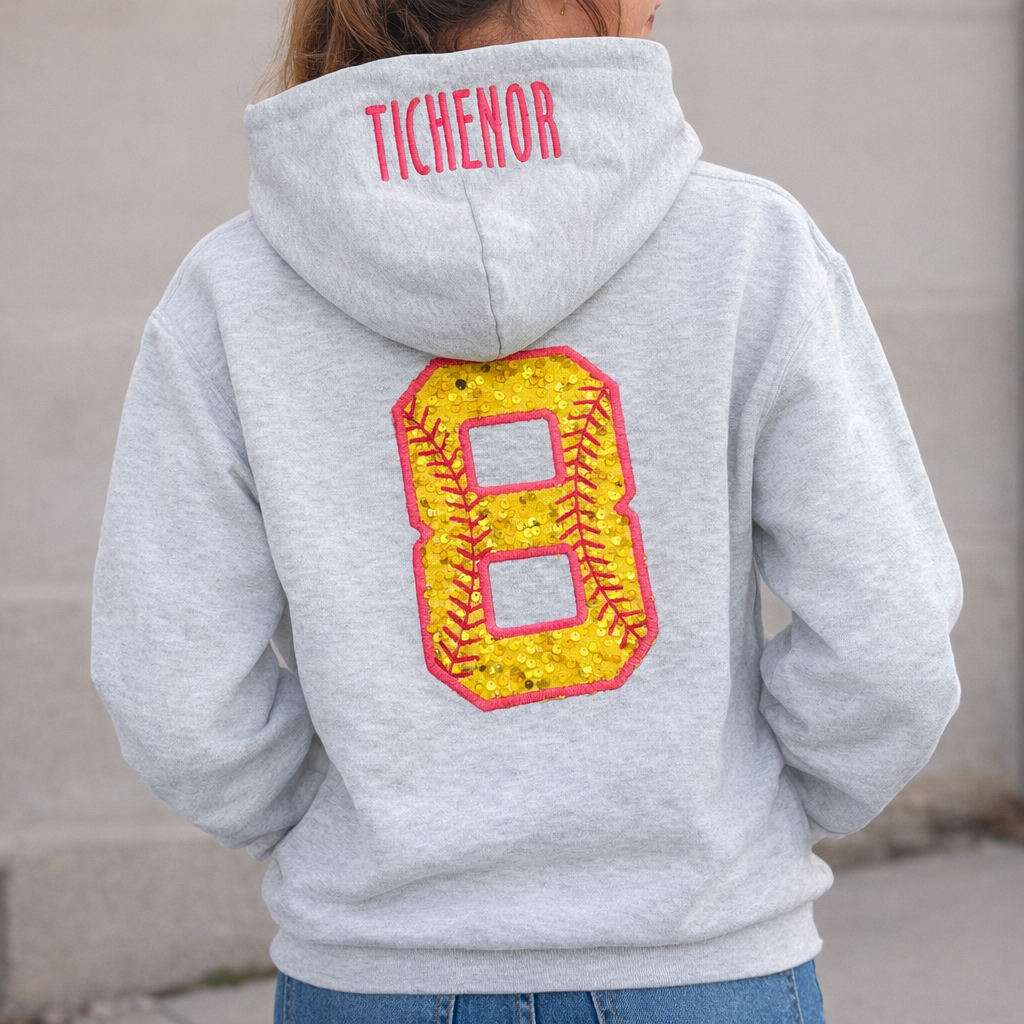 Sequin number hoodie customs
