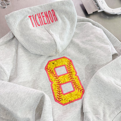 Sequin number hoodie customs